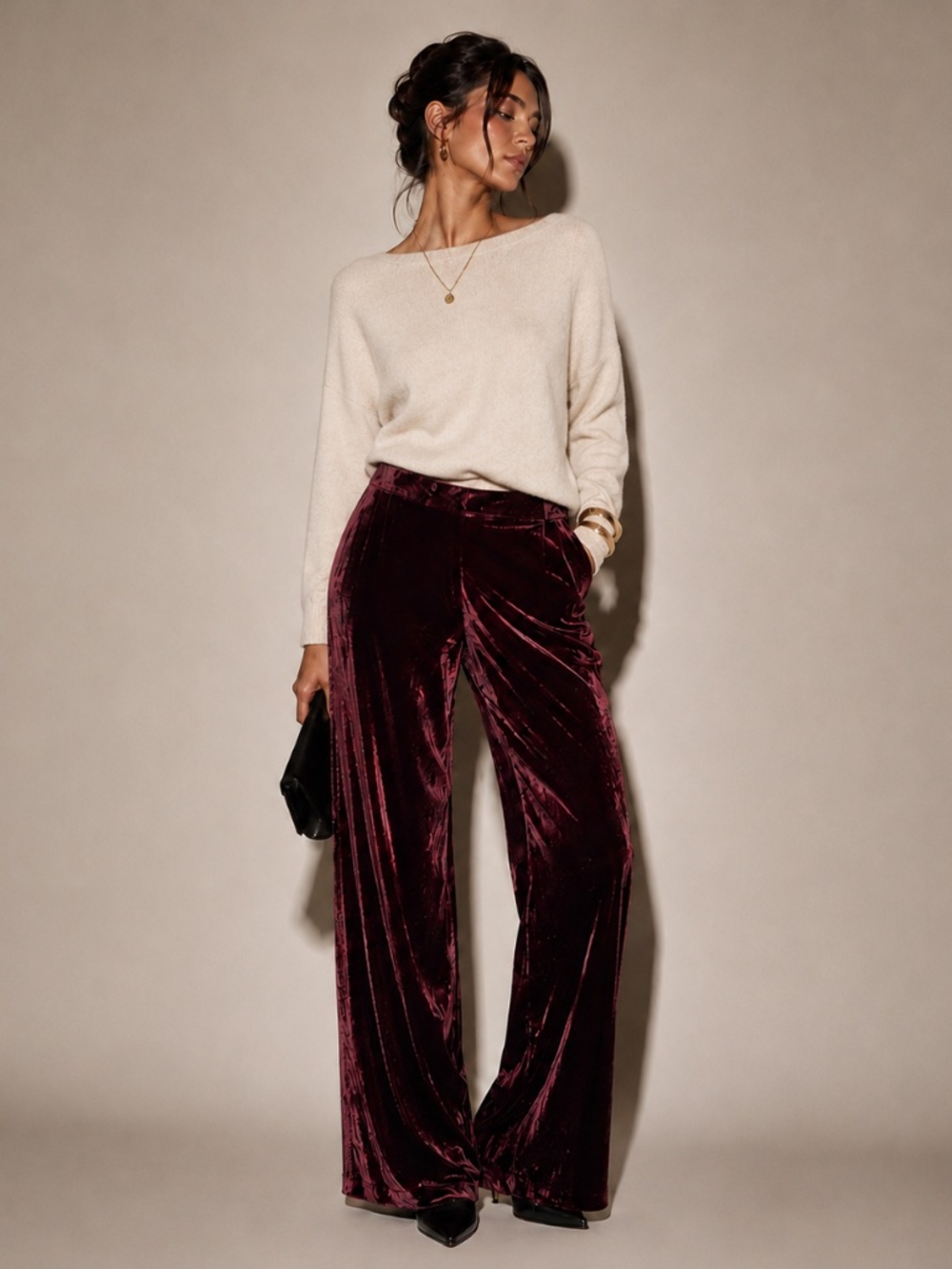 NWT Marella Max Mara Burgundy Crushed Velvet Tailored Trousers Sz10 Quiet Luxury